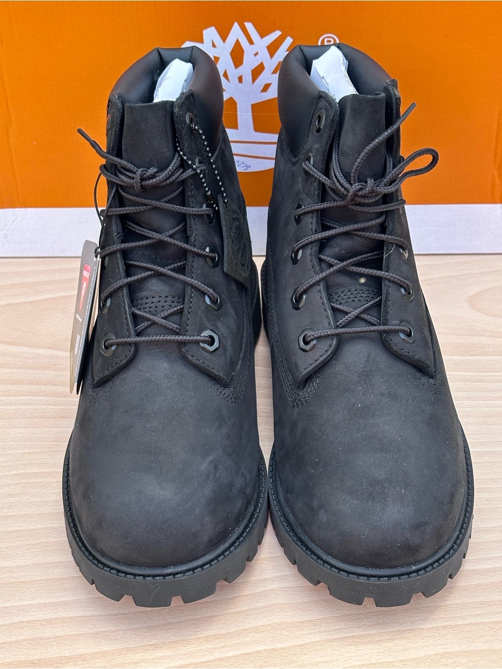 Timberland Junior Black Lace-Up Nubuck Work Boots